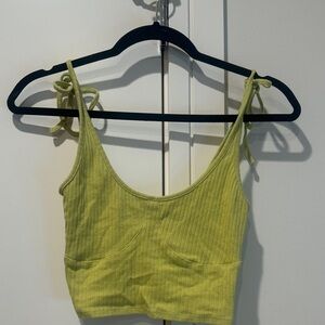 Garage Light Green Ribbed Crop Top